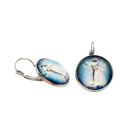 EARRINGS SILVER GIRL WITH BIRDS